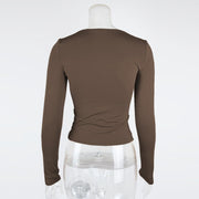 Square Neck Long Sleeve T Shirt GZJF 2590