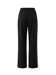 Lace Edge Solid Color Drawstring Sport Pants HNIF YF305