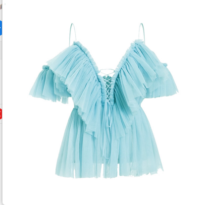 Sexy Mesh Ruffles Off Shoulder Crop Tops LS 0280