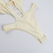 Pearls Hollow Out Solid One Piece Swimsuit FL XY25152MHO