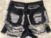 Denim Ripped Hole Skinny Jeans Shorts LSD 8695