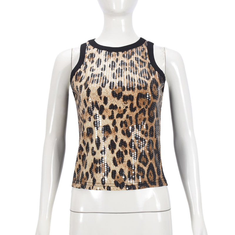 Leopard Print Sequin Tank Tops GYHF 51460TBD