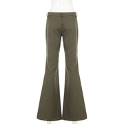 Low Waist Metal Buckle Flare Pants GPKJ MR49498
