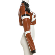 Letter Print Long Sleeve Zipper Coats GZJQ K23C37660