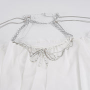 Chiffon Chain Off Shoulder Mini Dress GPKJ MR50024