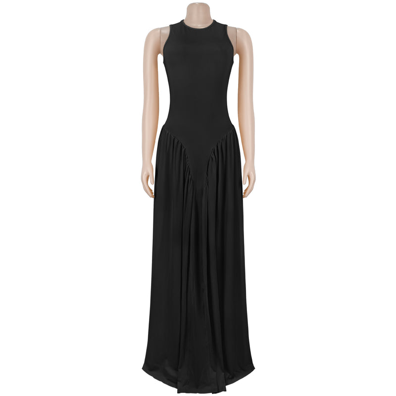 Solid Color Sleeveless Maxi Dress BY 7713