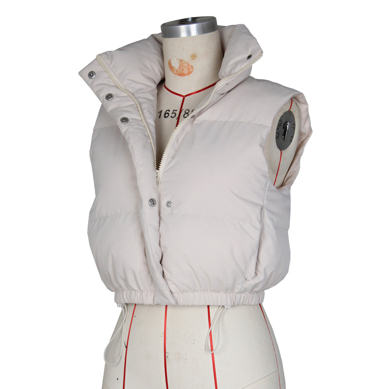 Solid Color Sleeveless Zipper Cotton Vest Coat ZSD 0710