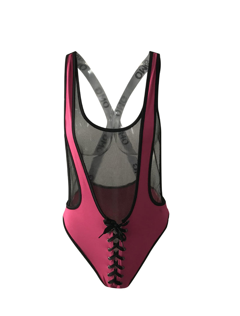 Plus Size Sexy Mesh Patchwork One Piece Swimsuit LSD 8094
