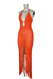 Halterneck Beaded Knits Beach Maxi Dress ZSD 0359