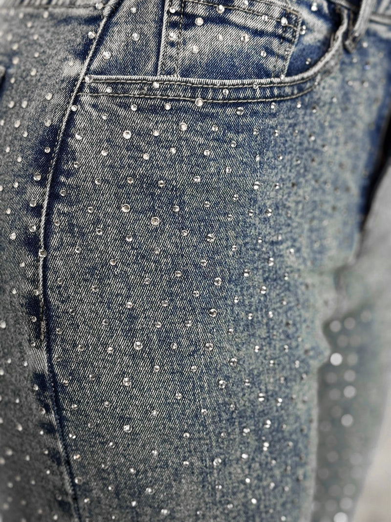 Hot Drill Holes Raw Edge Jeans CH 88028