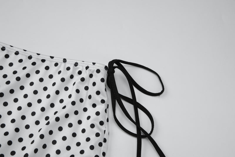 Polka Dot Print Tie Up Bikinis Set GLAG S6121171H