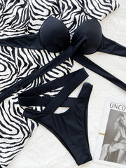 Solid Color Sexy Tie Up Swimsuit Two Piece Sets CSYZ B546K
