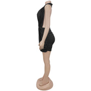 Deep V Neck Halterneck Mini Dress BY 7771