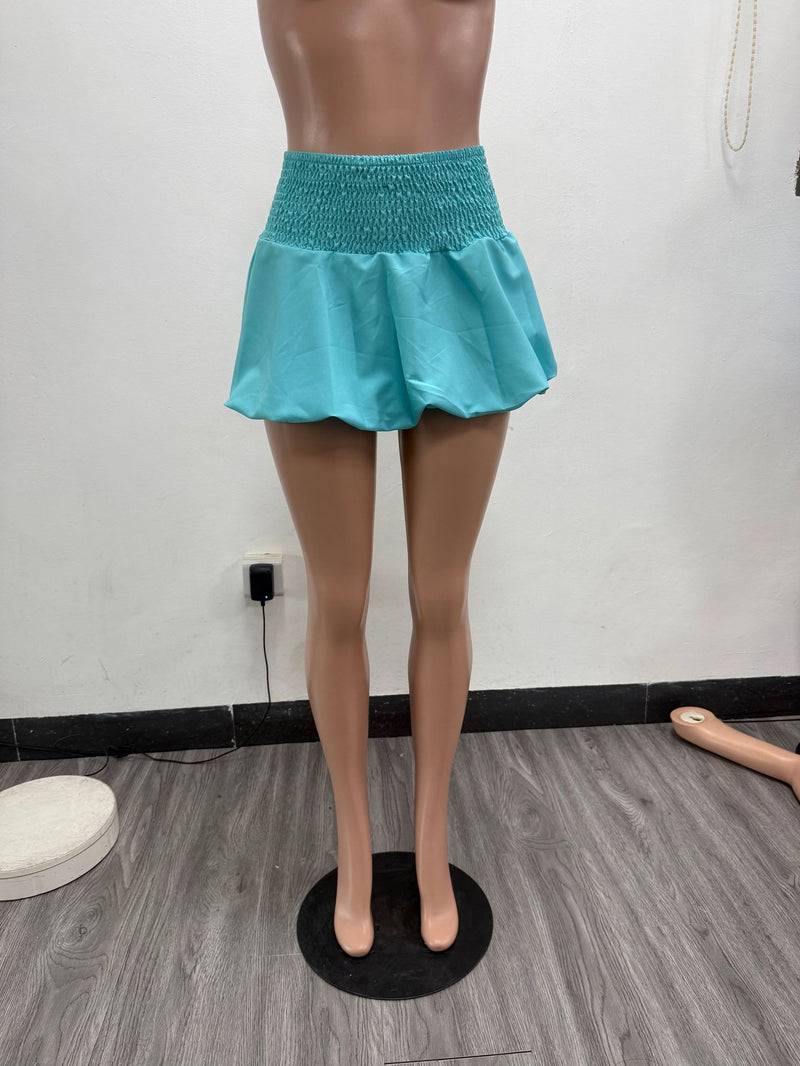 Solid Color Bubble Pleated Mini Skirt TK 6338