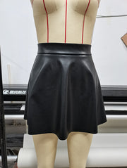 PU Leather Solid Color Pleated Skirts GYXN 52315