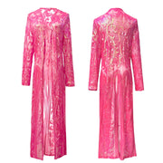 Plus Size Sequin Embroidered See Through Cardigan Coats GMMD 8088