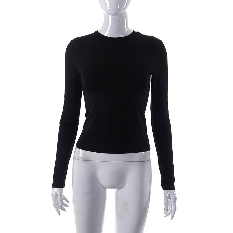 Solid Long Sleeve O Neck T Shirt GSZM M22TP636
