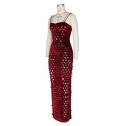 Gold Velvet Hollow Out Light Bodycon Dress ZSD 0661