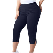Plus Size Solid Color Split Seventh Pants GYZY 66811