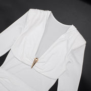 Long Sleeve Ruched Mini Dress GSZM C26DS312