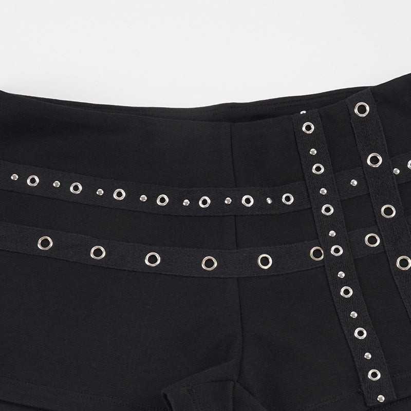 Punk Style Metal Studded Low Rise Shorts GPKJ MR49472