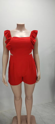 Plus Size One Shoulder Solid Color Romper GHXF HX0206