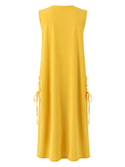 Solid Color V Neck Sleeveless Maxi Dress HNIF TY039