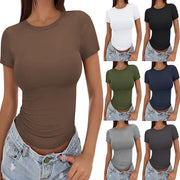 Plus Size Short Sleeve Solid Color T Shirt GYWO 55001