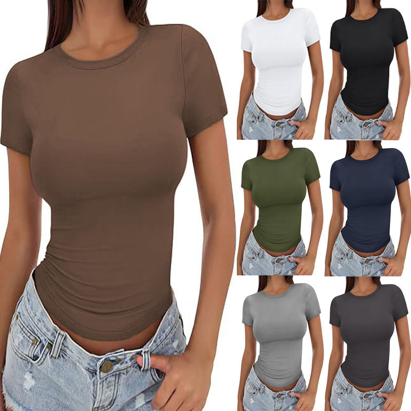 Plus Size Short Sleeve Solid Color T Shirt GYWO 55001