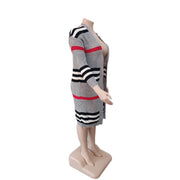 Plus Size Stripe Knits Long Coats QYXZ 9100