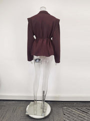 Plus Size Tie Up Loose V Neck Coats GHHE 29782