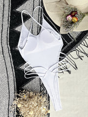 Sexy Solid Color Backless One Piece Swimsuit CASF 6455