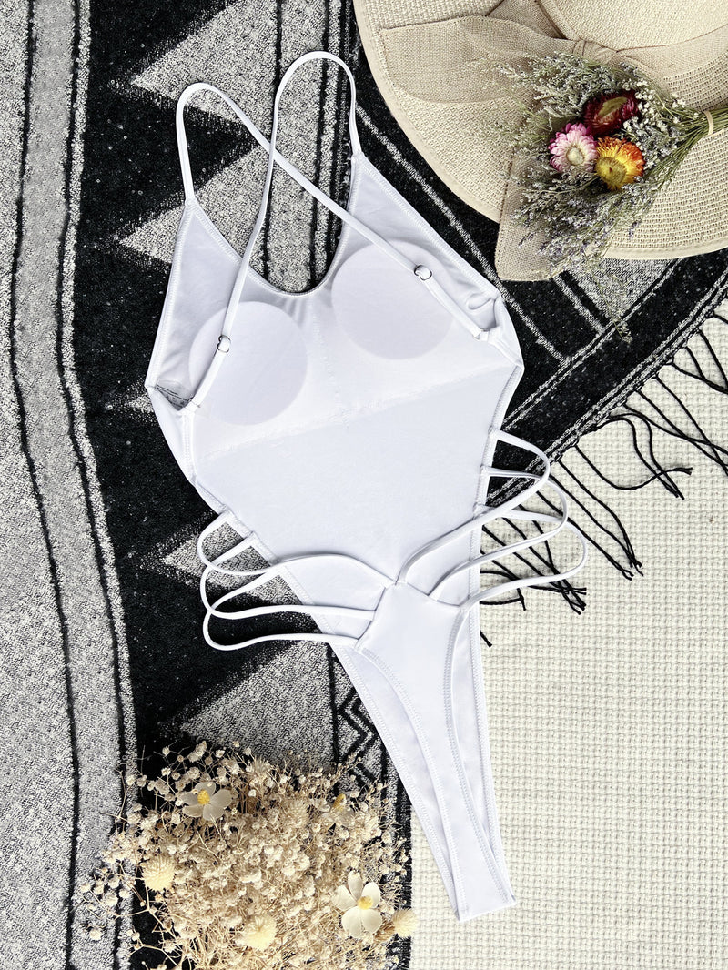 Sexy Solid Color Backless One Piece Swimsuit CASF 6455