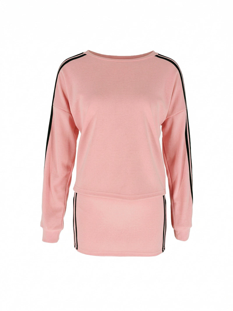 Stripe Sport Long Sleeve Mini Dress HNIF MC011