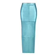 Solid High Waist Split Long Skirt GBTF 7662SG