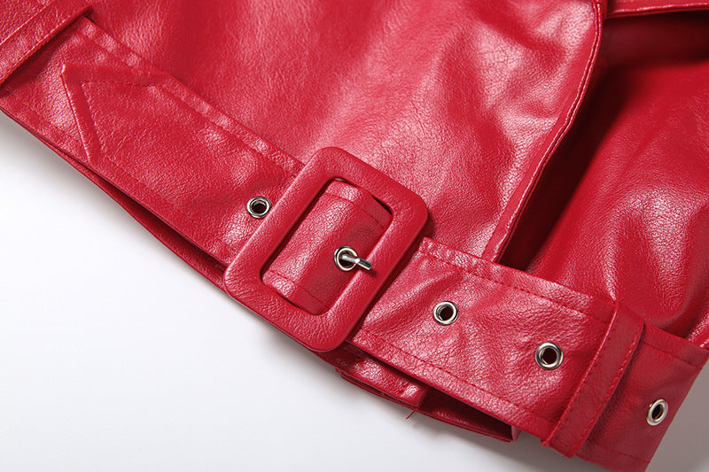 Solid Color Lapel Tie Up Short Coats GZJQ K25C84803