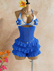 Knits Halterneck Hollow Out Romper CM 60511