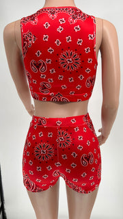Casual Print Sleeveless Shorts Two Piece Set WSYF 5965