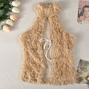 Fur Neck Hollow Out Top Coats GNZD 9799THD