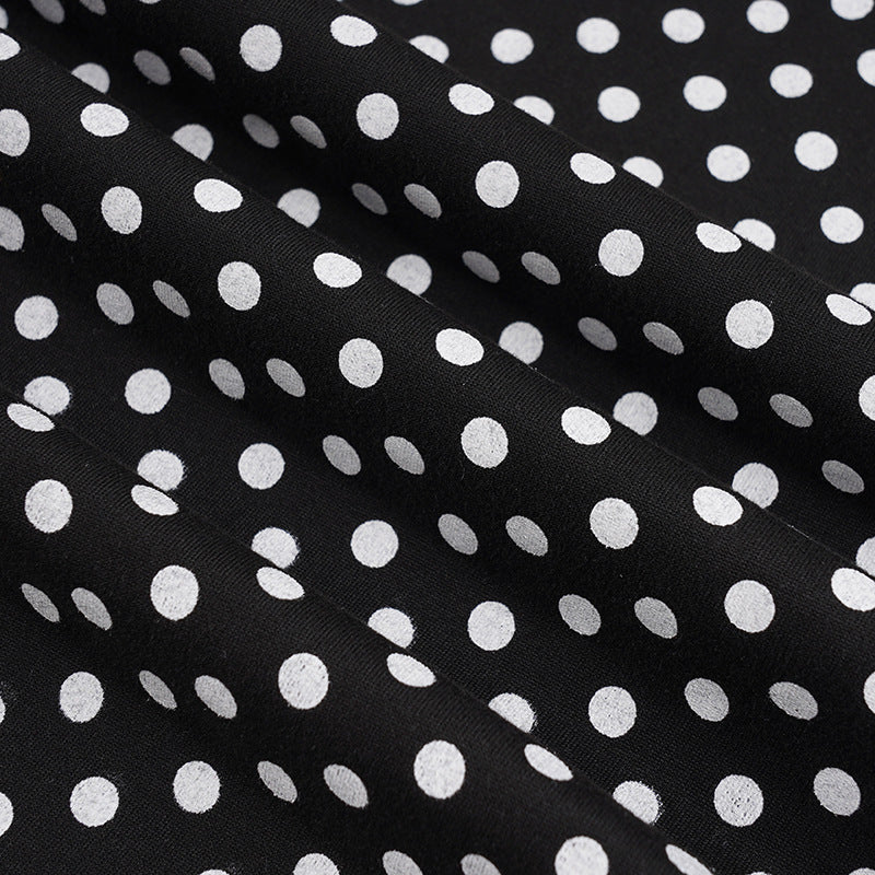 Polka Dot Print Ruched Straight Pants GPKJ MR50781