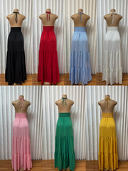 V Neck Halterneck Shell Tassel Maxi Dress GADE 11431