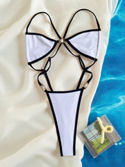Color Block Backless One Piece Swimsuit CASF 6756