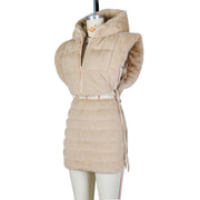 Hooded Short Tie Up Warm Vest Coat ZSD 0625