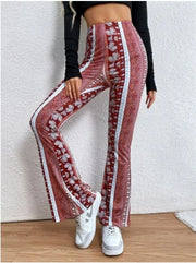 Plus Size Bohemian Slim Flared Printed Pants GWTC W0730