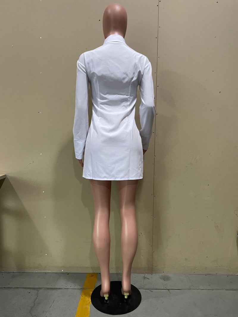 Solid Sexy Split Long Sleeve Shirt Top OLYF 60741
