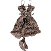Print Hollow Out Tie Up Skinny Romper GXBQ K24Q60762
