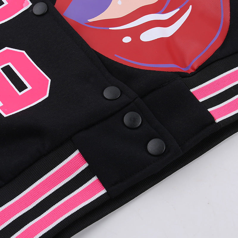 Fashion Patchwork Letter Print Short Jackets FL 23528