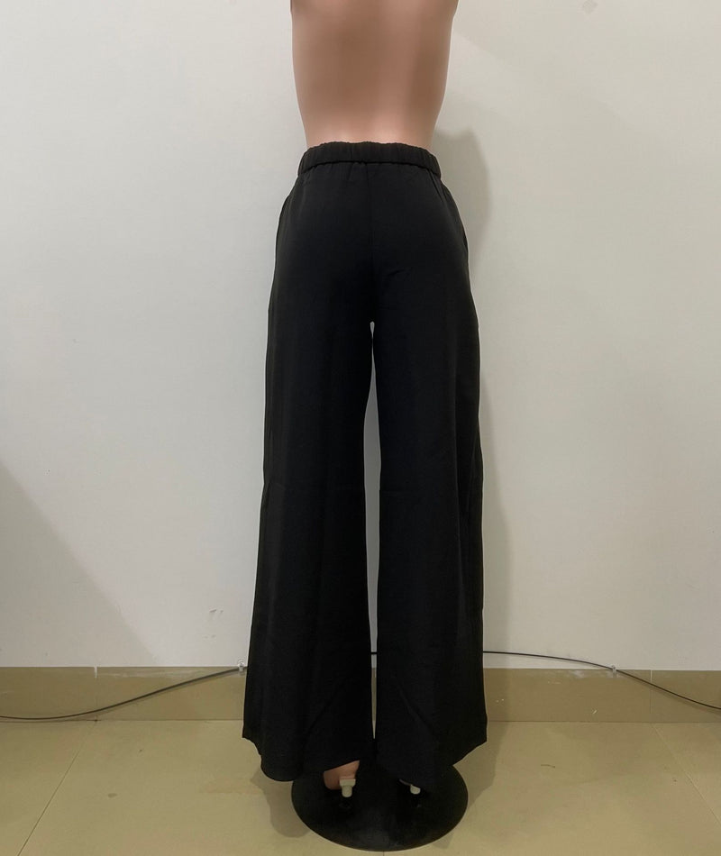 Solid Color High Waist Wide Leg Pants QODY 6074