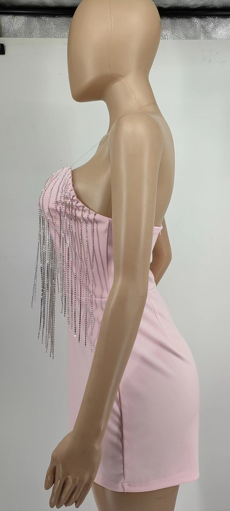 Rhinestone Deep V Neck Tassel Wrap Romper GYOM 8855