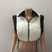Plus Size Solid Color Cashmere Reversible Wear Cotton Vest BN 9440